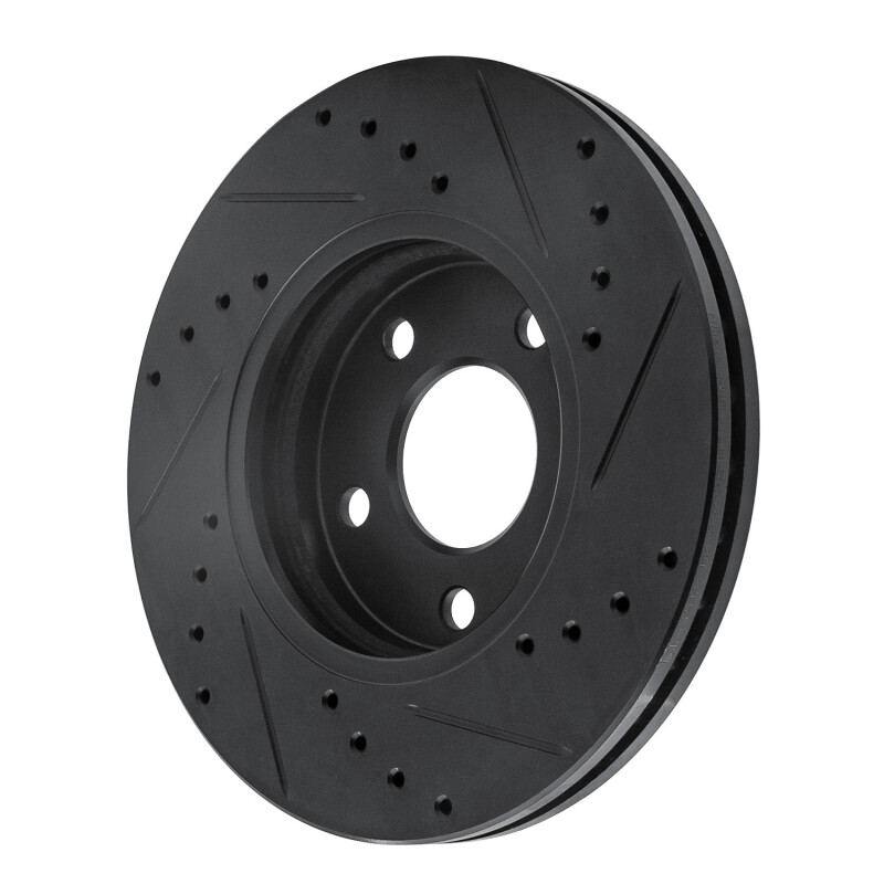 Chevrolet Malibu Brake Rotor (1) - Front Left - R1 Concepts - Drilled & Slotted - Black - `04-`08